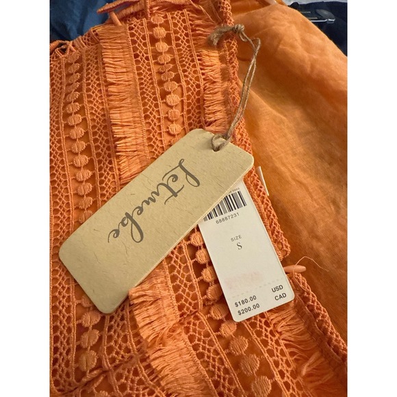 Anthropologie Strapless Fringe Dress in Orange - Picture 8 of 13